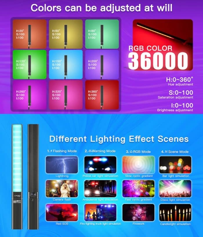 LUXCeO P6 RGB Buntes Foto-LED-Stick-Videolicht Handheld-APP-Steuerung Vollfarbiges LED-Fülllicht, P6 – Bild 12