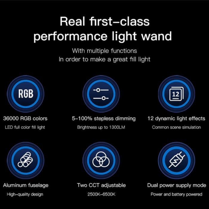 LUXCeO P6 RGB Buntes Foto-LED-Stick-Videolicht Handheld-APP-Steuerung Vollfarbiges LED-Fülllicht, P6 – Bild 3