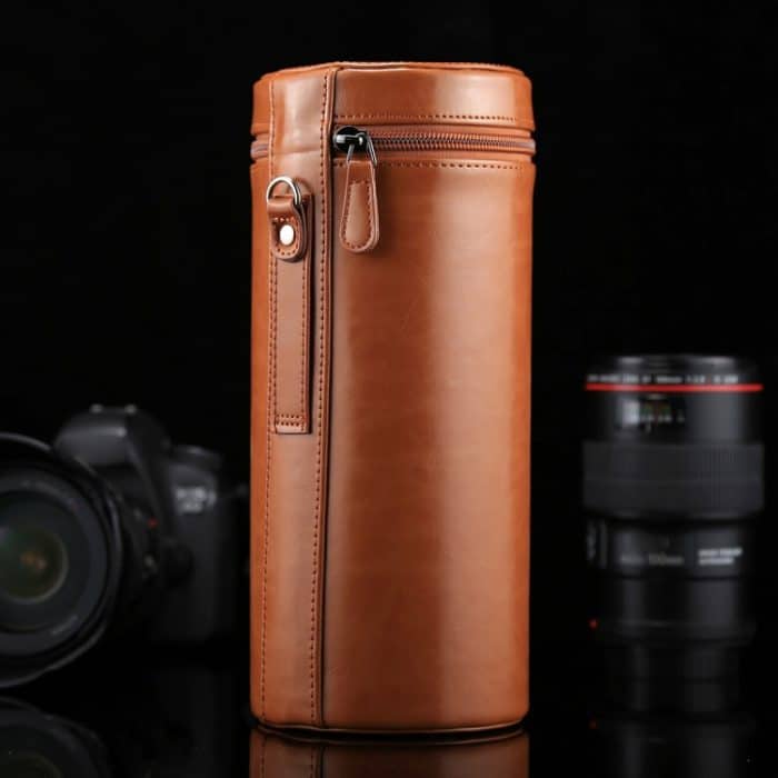 Extra große Objektivtasche mit Reißverschluss aus PU-Leder für DSLR-Kameraobjektive, Größe: 24,5 x 10,5 x 10,5 cm, 24.5 x 10.5cm (Brown), 24.5 x 10.5cm (Coffee), 24.5 x 10.5cm (Black) – Bild 2