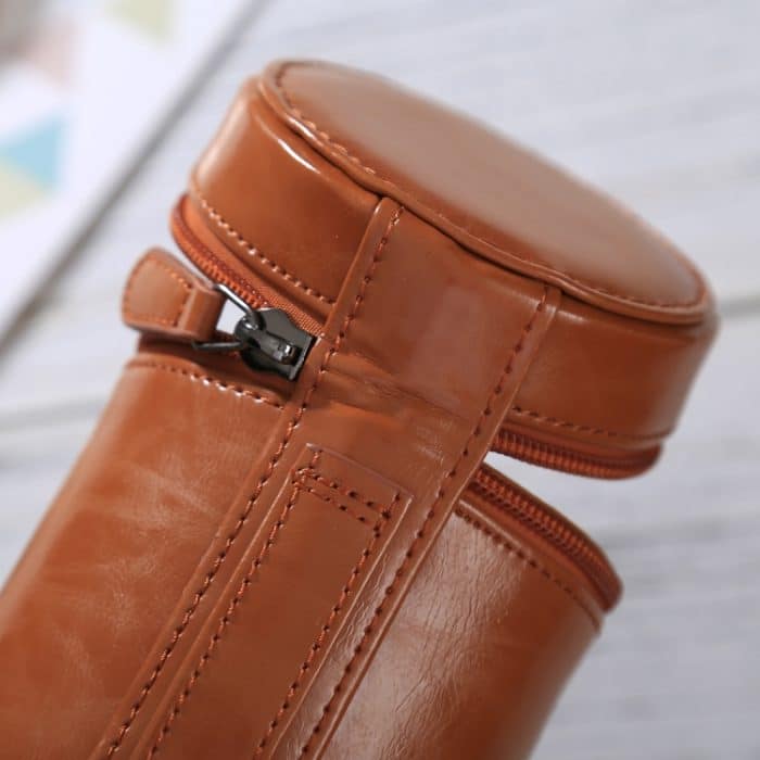Mittlerer Objektivbehälter mit Reißverschluss aus PU-Leder für DSLR-Kameraobjektive, Größe: 13 x 9 x 9 cm, 13 x 9cm (Brown), 13 x 9cm (Coffee), 13 x 9cm (Black) – Bild 6