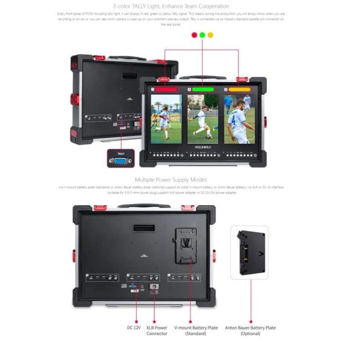 FEELWORLD PS101 Dreifach-10,1-Zoll-Monitor mit vertikalem Display, tragbare Schutzhülle mit hoher Helligkeit von 1000 Nit – Bild 14