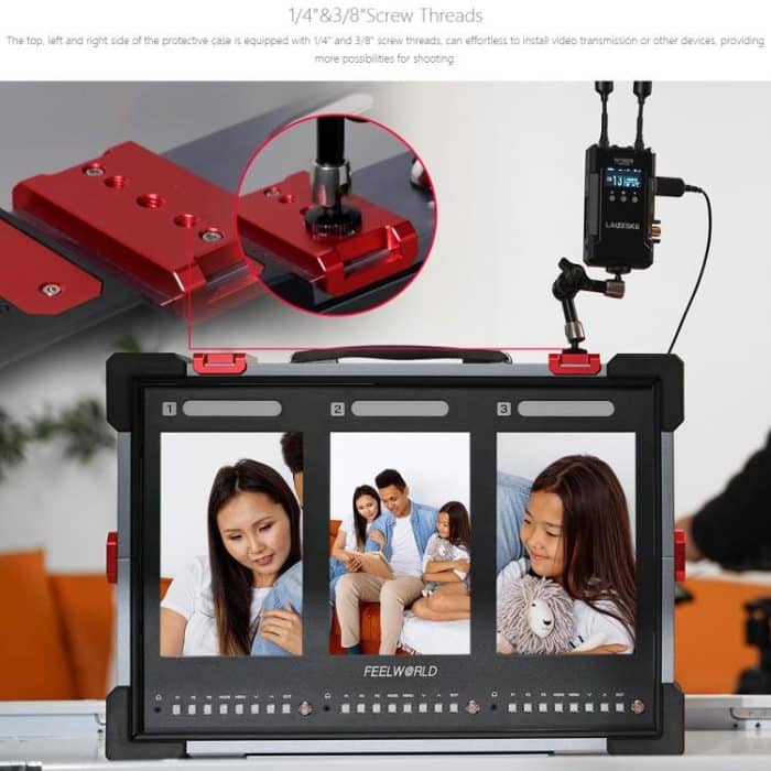 FEELWORLD PS101 Dreifach-10,1-Zoll-Monitor mit vertikalem Display, tragbare Schutzhülle mit hoher Helligkeit von 1000 Nit – Bild 15