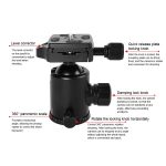 TRIOPO T226 Verstellbares tragbares Stativ aus Aluminiumlegierung mit D-0-Kugelkopf für Spiegelreflexkamera – Bild 6