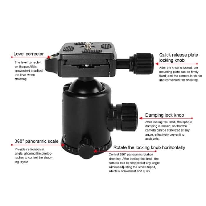 TRIOPO T226 Verstellbares tragbares Stativ aus Aluminiumlegierung mit D-0-Kugelkopf für Spiegelreflexkamera – Bild 6