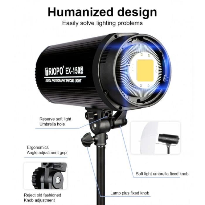 TRIOPO EX-150W Studio Flash Integriertes Ableitungswärmesystem mit EX-150III LED-Einzellampe – Bild 4