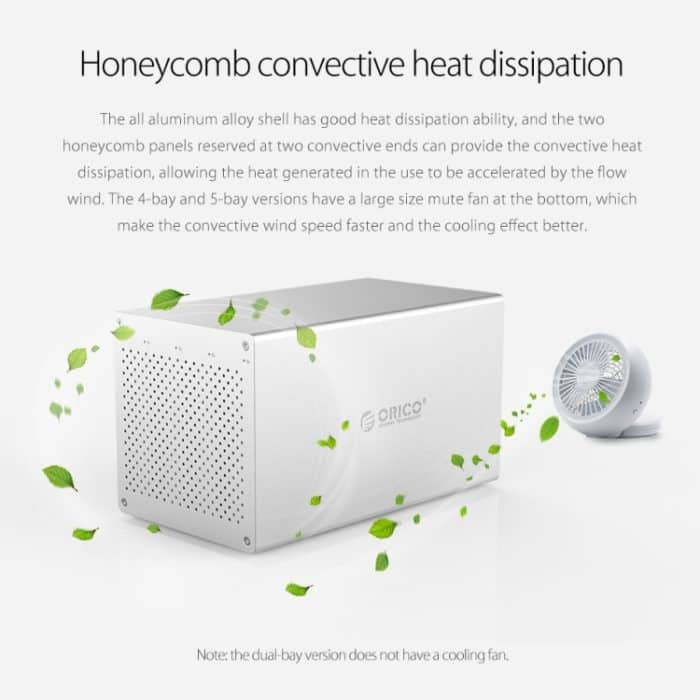 ORICO Honeycomb Serie WS400C3 SATA 3,5 Zoll USB-C / Typ C 4-fach Gehäuse aus Aluminiumlegierung HDD / SSD-Gehäuse, maximale Unterstützungskapazität: 40 TB – Bild 9