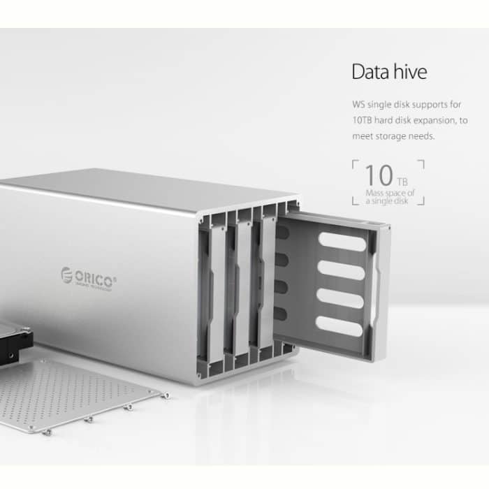 ORICO Honeycomb Serie WS500RC3 SATA 3,5 Zoll USB-C / Typ C 5-fach Aluminiumlegierung HDD / SSD-Gehäuse mit Raid, maximale Unterstützungskapazität: 50 TB – Bild 5