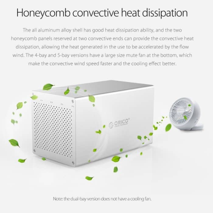 ORICO Honeycomb Serie WS500RU3 SATA 3,5 Zoll USB 3.0 5-fach HDD / SSD-Gehäuse aus Aluminiumlegierung mit Raid, maximale Unterstützungskapazität: 50 TB – Bild 9