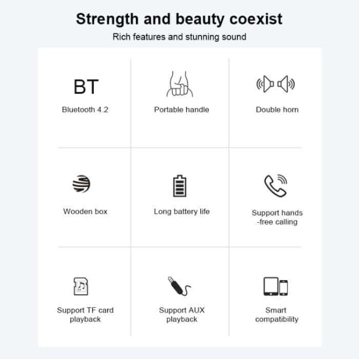 D10 Bluetooth 4.2 Tragbarer Bluetooth-Handlautsprecher aus Holz, D10(Red Wood Texture), D10(Bamboo Texture) – Bild 3