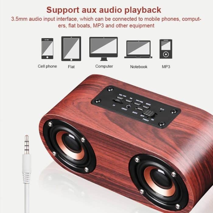 Q8 Bluetooth 4.2 Klassischer Bluetooth-Lautsprecher mit Doppelhörnern aus Holz, Q8(Red Wood Texture), Q8(Walnut Texture) – Bild 11