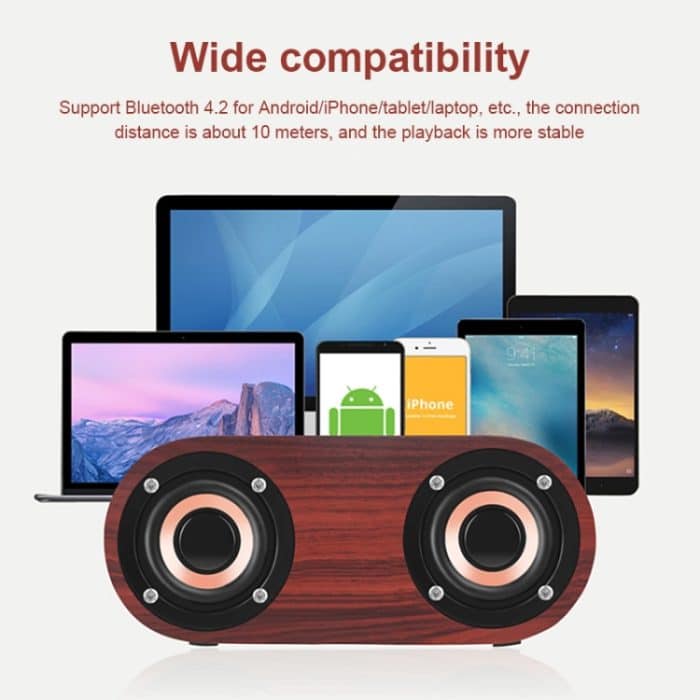 Q8 Bluetooth 4.2 Klassischer Bluetooth-Lautsprecher mit Doppelhörnern aus Holz, Q8(Red Wood Texture), Q8(Walnut Texture) – Bild 12