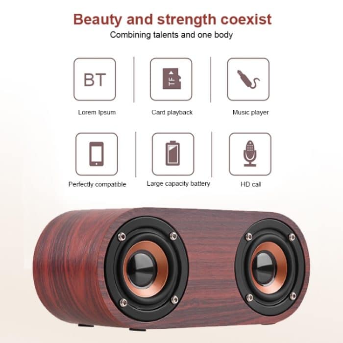 Q8 Bluetooth 4.2 Klassischer Bluetooth-Lautsprecher mit Doppelhörnern aus Holz, Q8(Red Wood Texture), Q8(Walnut Texture) – Bild 4