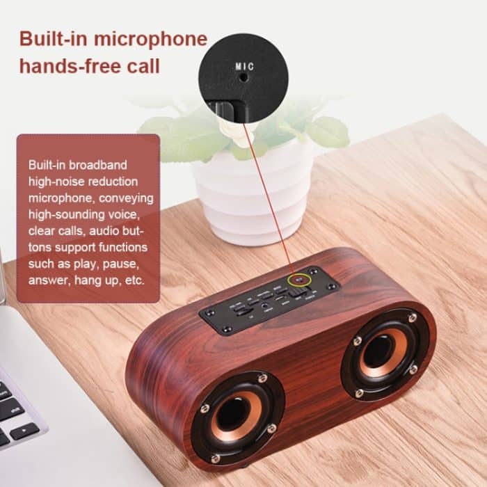 Q8 Bluetooth 4.2 Klassischer Bluetooth-Lautsprecher mit Doppelhörnern aus Holz, Q8(Red Wood Texture), Q8(Walnut Texture) – Bild 8