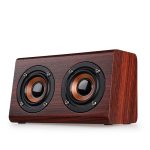 W7 Bluetooth 4.2 Bluetooth-Lautsprecher mit Doppelhörnern aus Holz, W7(Red Wood Texture), W7(Light Yellow Wood Texture)