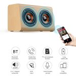 W7 Bluetooth 4.2 Bluetooth-Lautsprecher mit Doppelhörnern aus Holz, W7(Red Wood Texture), W7(Light Yellow Wood Texture) – Bild 3