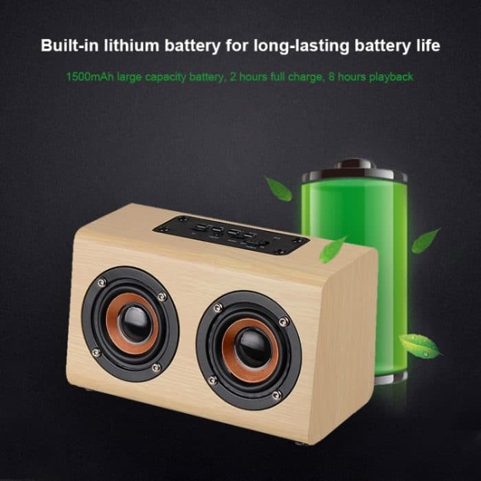 W7 Bluetooth 4.2 Bluetooth-Lautsprecher mit Doppelhörnern aus Holz, W7(Red Wood Texture), W7(Light Yellow Wood Texture) – Bild 8