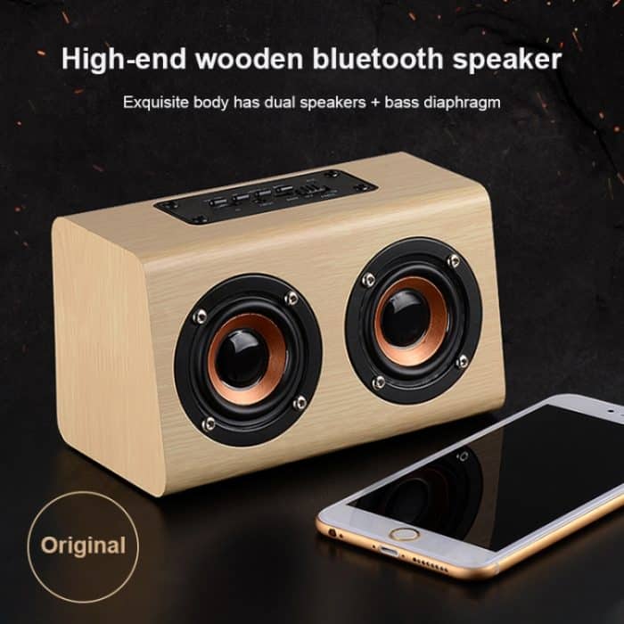 W7 Bluetooth 4.2 Bluetooth-Lautsprecher mit Doppelhörnern aus Holz, W7(Red Wood Texture), W7(Light Yellow Wood Texture) – Bild 10