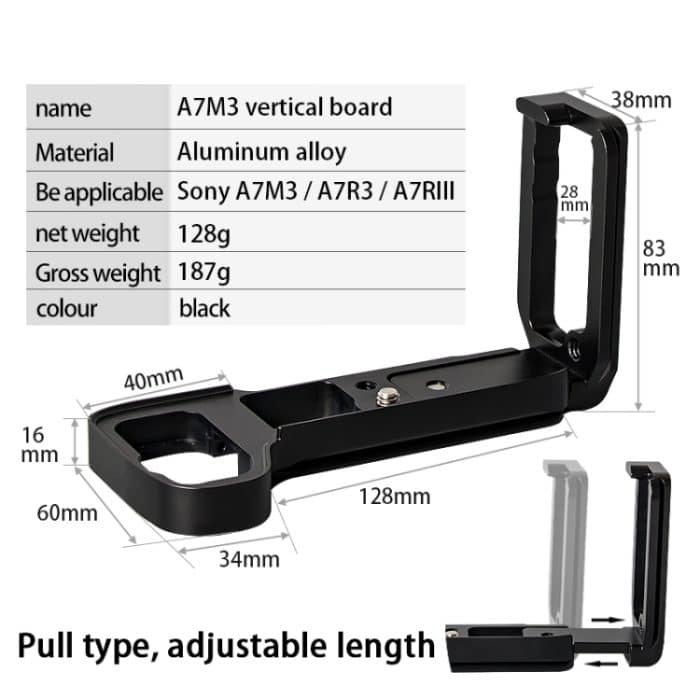 BEXIN A73 L-Platte Kamera Vertikalklappe für A7M3 A7III A7RIII Kamera – Bild 7