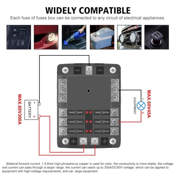 CS-1222A1 Hochstrom-unabhängiger positiver und negativer 6-Wege-LED-Anzeigestecker-Sicherungskasten – Bild 4