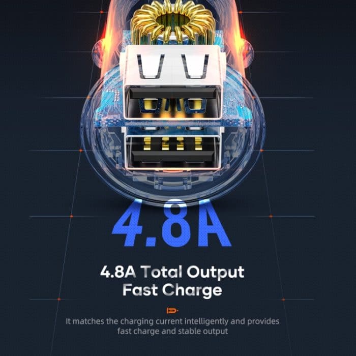 ROCK H11 4,8 A 24 W Mini-Dual-USB-Autoladegerät, H11 – Bild 4