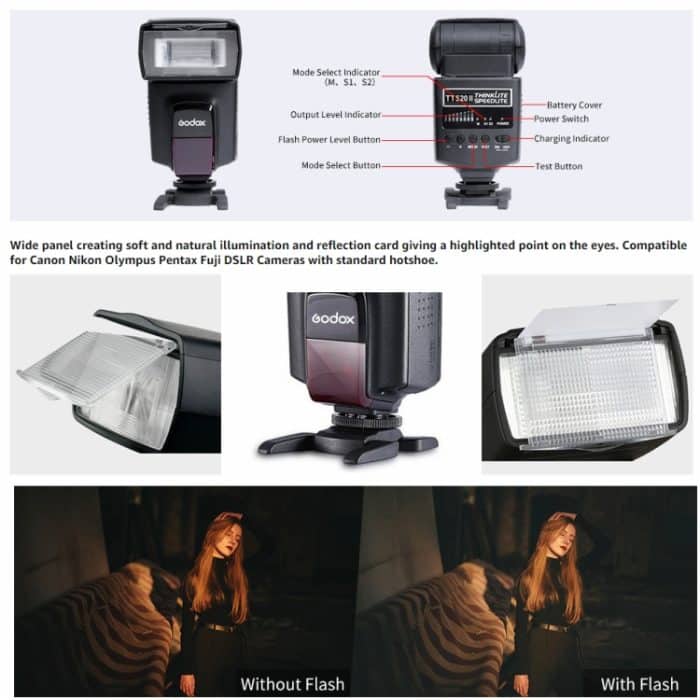 Godox TT520II 433 MHZ Wireless 1/300s-1/2000s HSS Blitz Speedlite Kamera Top Fill Licht für Canon/Nikon DSLR Kameras, TT520II – Bild 10