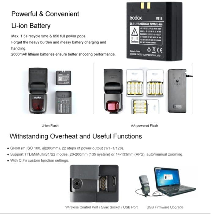 Godox V860IIF 2,4 GHz Wireless 1/8000s HSS-Blitz Speedlite-Kamera-Top-Fill-Licht für Fujifil DSLR-Kameras, V860IIF for Fujifilm – Bild 11