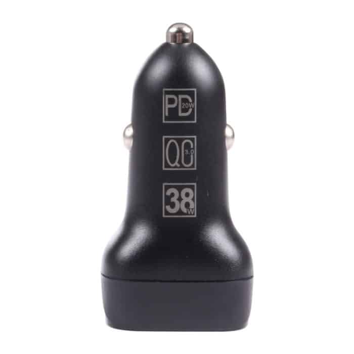 QC USB + USB-C / Typ-C Dual Ports Schnelllade-Autoladegerät mit leuchtender Blende – Bild 3