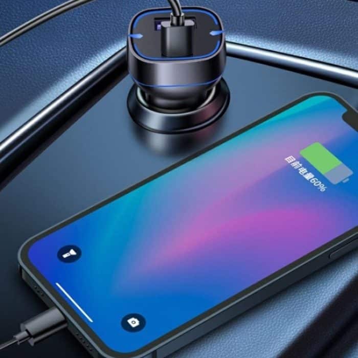 QC USB + USB-C / Typ-C Dual Ports Schnelllade-Autoladegerät mit leuchtender Blende – Bild 6