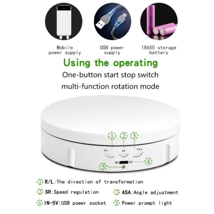 14,6 cm USB-elektrischer rotierender Drehteller-Displayständer, Videoaufnahme-Requisiten-Drehteller für Fotografie, Belastung: 10 kg, 14.6cm, 14.6cm(Black Mirror), 14.6cm (White Mirror) – Bild 5