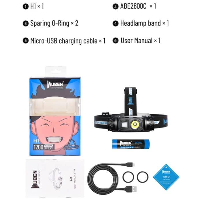 WUBEN H1 LED starkes Licht im Freien USB-Wiederaufladbarer Scheinwerfer – Bild 8