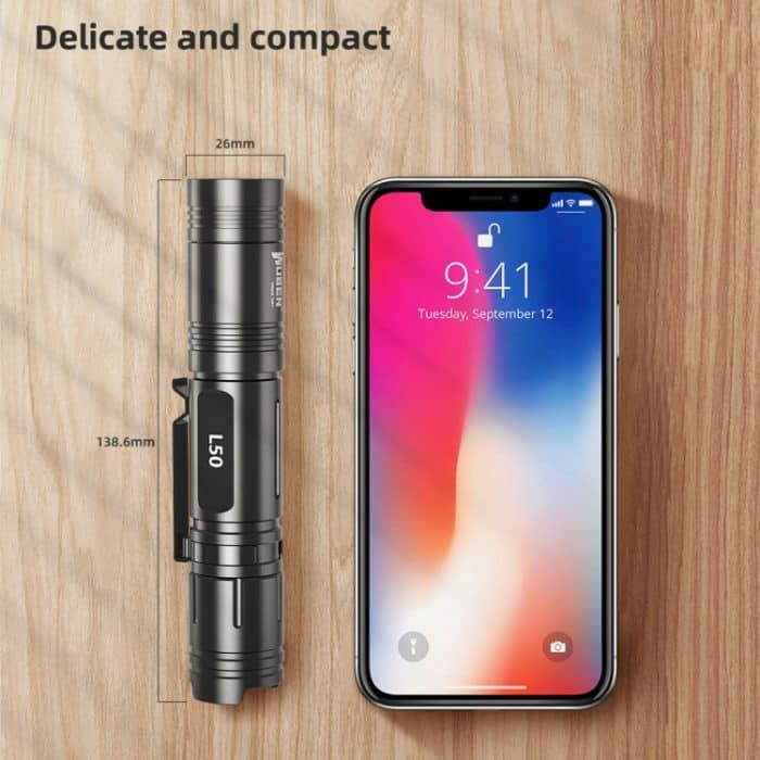 WUBEN L50 Outdoor Portable LED Starke Licht USB Wiederaufladbare Aluminium-Taschenlampe – Bild 2