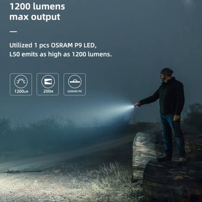 WUBEN L50 Outdoor Portable LED Starke Licht USB Wiederaufladbare Aluminium-Taschenlampe – Bild 5