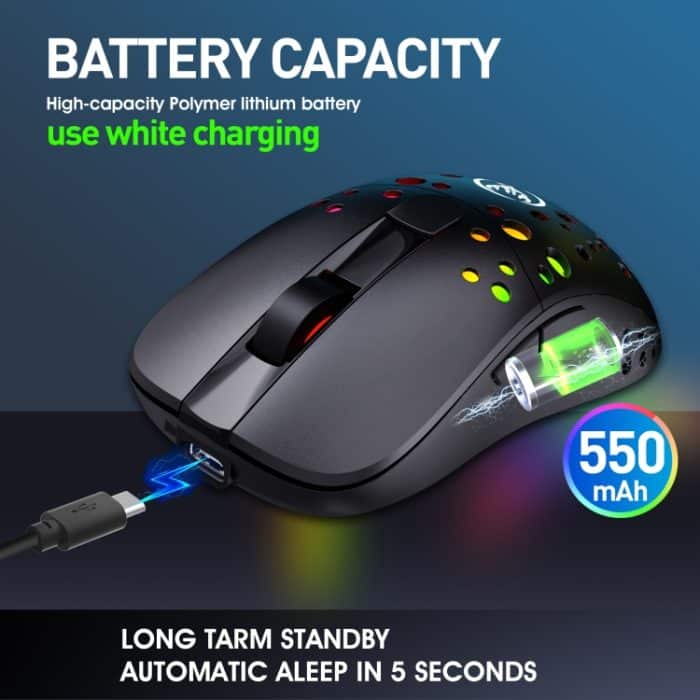 HXSJ T100 10000 DPI RGB-Makrodefinition, kabelgebunden, kabellos, Dual-Modus-Maus – Bild 6