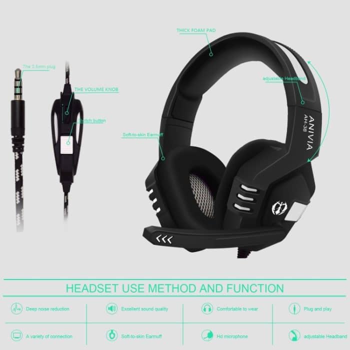 Anivia AH38 3,5 mm kabelgebundenes Gaming-Headset mit Mikrofon, AH38 – Bild 4
