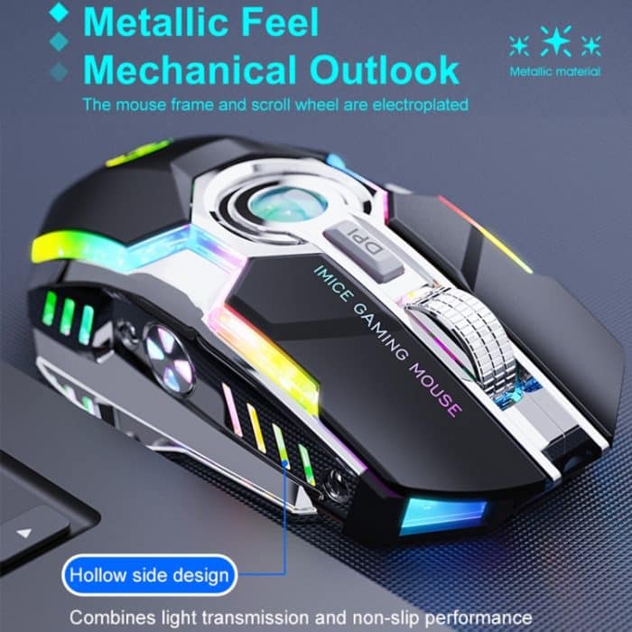 iMICE G7 bunte Streamer-Leuchten, wiederaufladbare, leise kabellose Maus, G7(Black), G7(Grey) – Bild 3