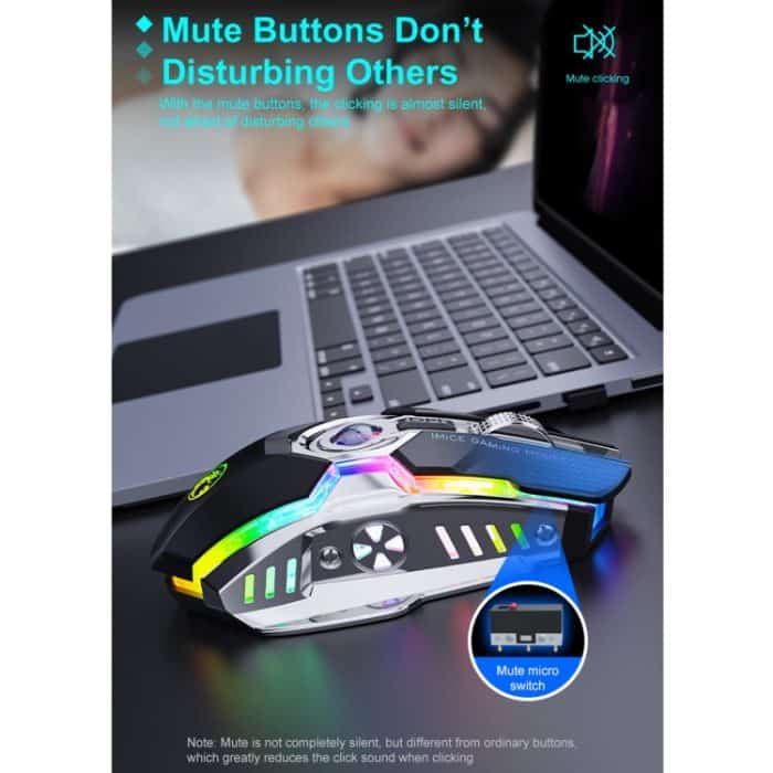 iMICE G7 bunte Streamer-Leuchten, wiederaufladbare, leise kabellose Maus, G7(Black), G7(Grey) – Bild 5