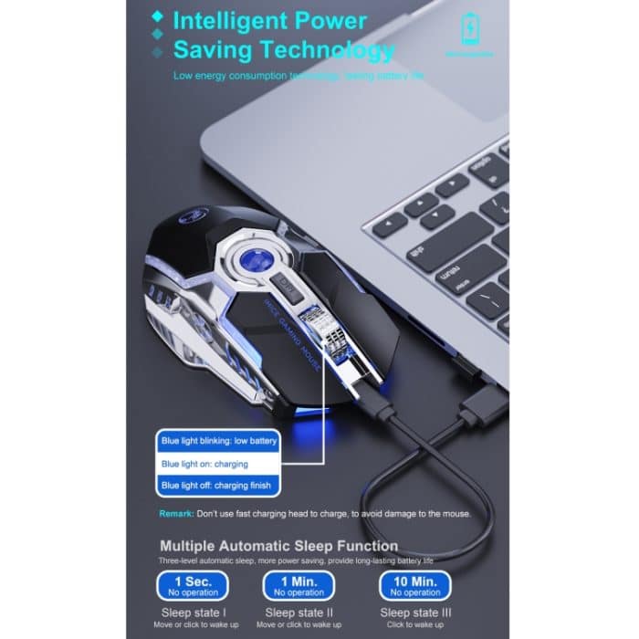 iMICE G7 bunte Streamer-Leuchten, wiederaufladbare, leise kabellose Maus, G7(Black), G7(Grey) – Bild 6