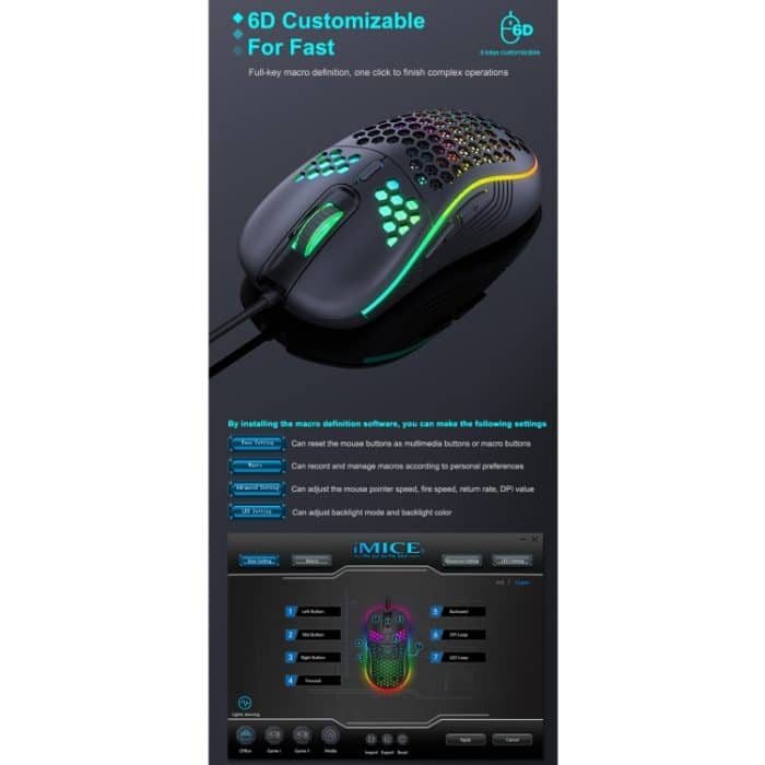 IMICE T98 RGB Beleuchtung Gaming verdrahtete Maus – Bild 2