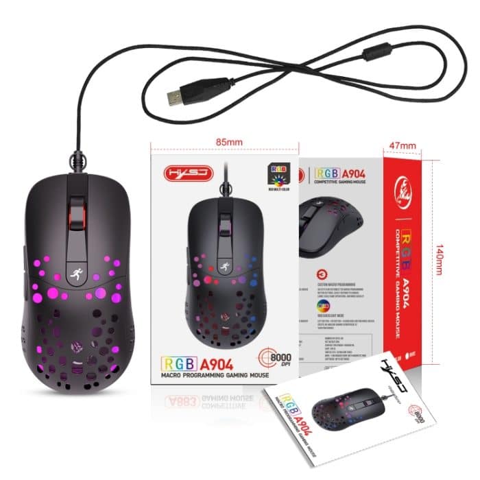 HXSJ A904 RGB-Licht-Makroprogrammierung, mechanische Gaming-Maus mit Kabel, A904 – Bild 3