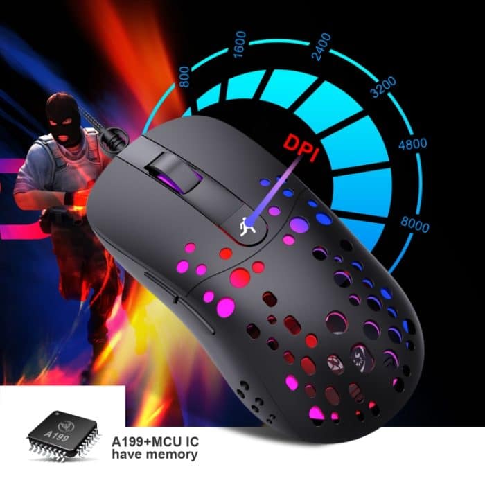 HXSJ A904 RGB-Licht-Makroprogrammierung, mechanische Gaming-Maus mit Kabel, A904 – Bild 4