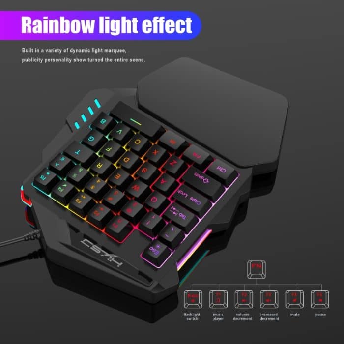 HXSJ V100+J900+P8 Einhand-Tastatur + Programmier-Gaming-Maus + Tastatur-Maus-Konverter-Set – Bild 9
