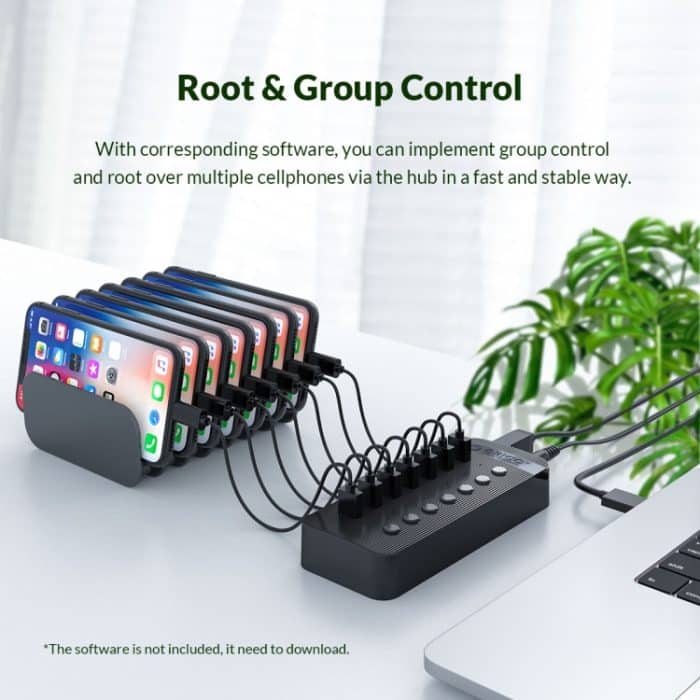 ORICO CT2U3-10AB-WH 10-in-1-Kunststoffstreifen-Multiport-USB-HUB mit einzelnen Schaltern,, CT2U3-10AB-BK AU Plug, CT2U3-10AB-WH AU Plug, CT2U3-10AB-BK UK Plug, CT2U3-10AB-WH UK Plug, CT2U3-10AB-BK EU Plug, CT2U3-10AB-WH EU Plug – Bild 5