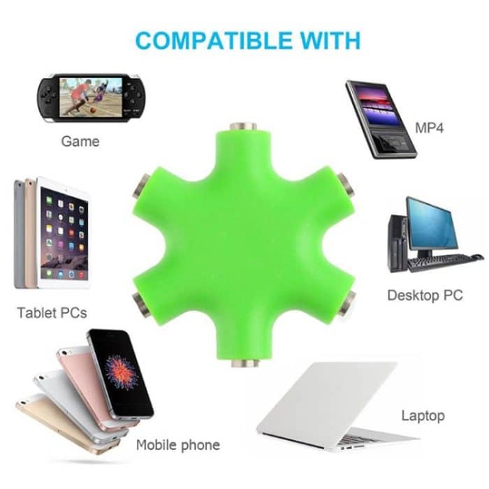 6-in-1-Audio-Adapter, 3,5-mm-Klinke, Multi-Port-Hub, Aux-Kopfhörer-Splitter-Konverter – Bild 5