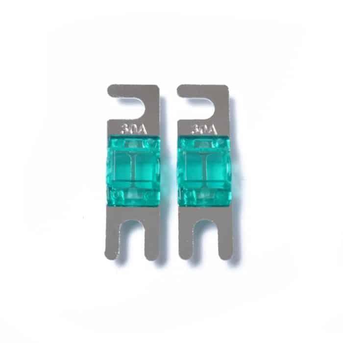 5 Stück Car Audio AFS Mini ANL 30A Sicherung gekerbt plattiert, A0301 Green, A0302 Dark Orange, A0303 Blue, A0304 Transparent – Bild 2
