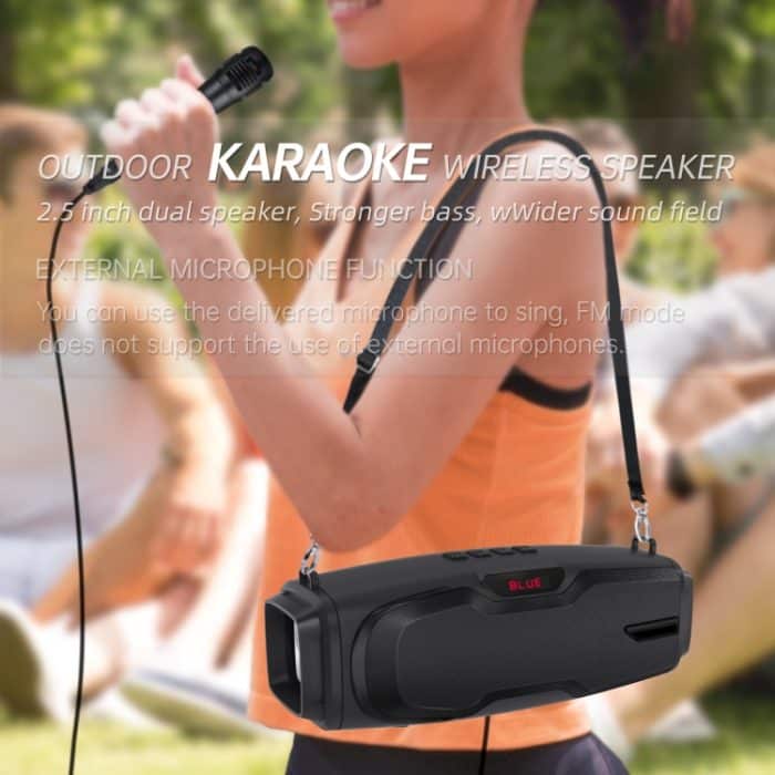 Neuer Rixing NR-6012M Bluetooth 5.0 tragbarer kabelloser Outdoor-Karaoke-Bluetooth-Lautsprecher mit Mikrofon und Schultergurt, NR-6012M(Black), NR-6012M(Red), NR-6012M(Blue), NR-6012M(Green) – Bild 3
