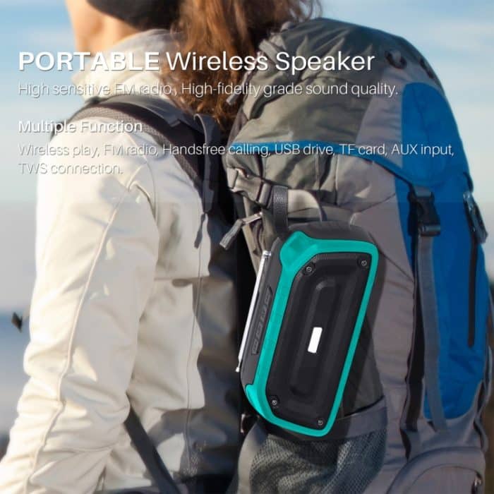 Neuer Rixing NR-906FM TWS wasserdichter Bluetooth-Lautsprecher, unterstützt Freisprechen/FM mit Griff und Antenne, NR-906FM (Emerald Green), NR-906FM (Black), NR-906FM (Red), NR-906FM (Army Green), NR-906FM (Dark Blue) – Bild 5