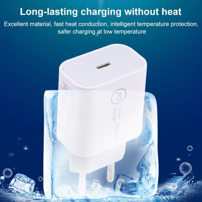 SDC-20W PD USB-C/Typ-C Reiseladegerät + 1 m 20W USB-C/Typ-C auf 8-poliges Datenkabel-Set,, EU Plug, US Plug – Bild 5