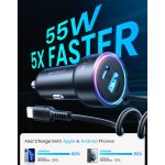 JOYROOM JR-CL07 3 in 1 55W PD USB-C / Typ-C + USB-Schnittstelle Autoladegerät mit USB-C / Typ-C Federdatenkabel, JR-CL07 – Bild 2