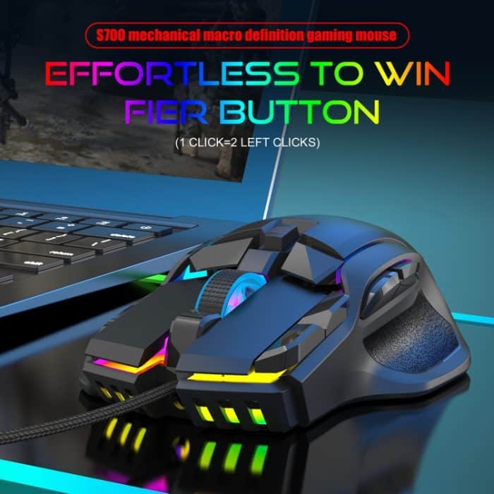 HXSJ S700 USB 12800 dpi einstellbare mechanische kabelgebundene Gaming-Maus mit 10 Tasten – Bild 2