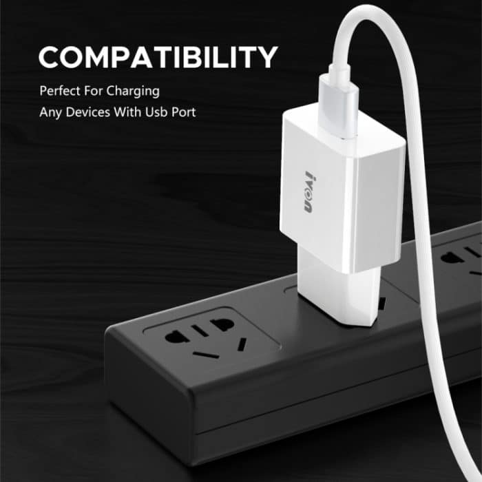 IVON AD-35 2-in-1 18 W QC3.0 USB-Port-Reiseladegerät + 1 m USB-auf-Micro-USB-Datenkabel-Set,, EU Plug, US Plug – Bild 4